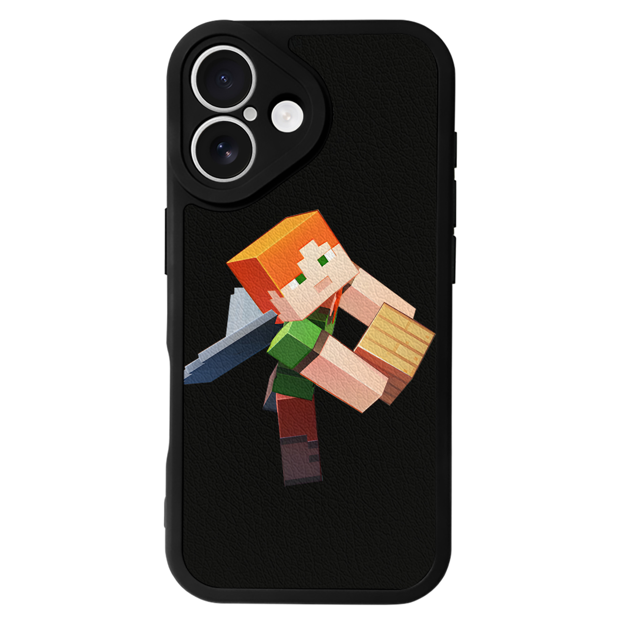 （画像用） マインクラフト ブロックの世界 Minecraft MC Block world 【iPhone 16シリーズ対応】シリコンスマホケース（レザー調） 材質：シリコン